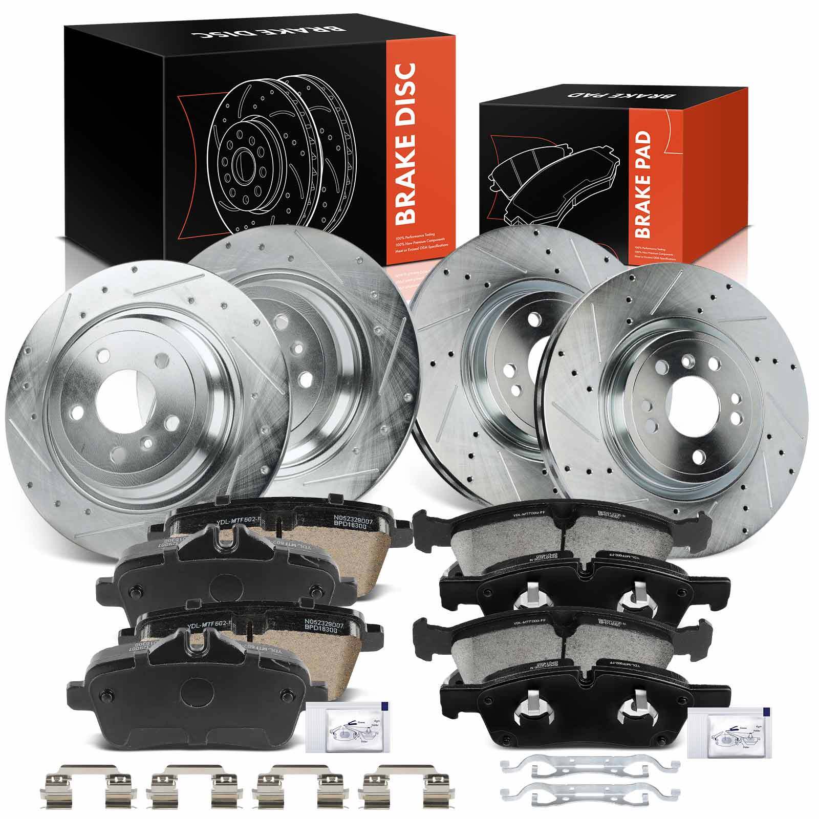 12Pcs Front & Rear Drilled Brake Rotors & Ceramic Pads for Mercedes-Benz GLE300d