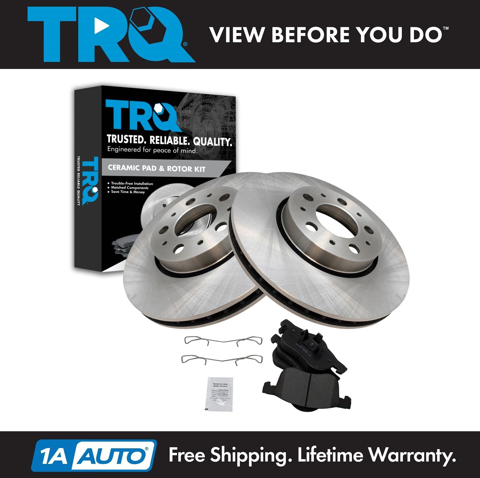 TRQ Disc Brake Pad & Rotor Front Ceramic Kit for Volvo XC70 S60 V70 New