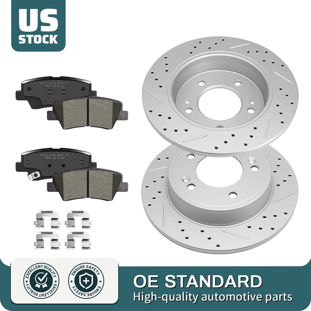 Rear Brake Disc Rotors & Ceramic Pads For Kia Forte Koup Forte5 Soul Elantra GT