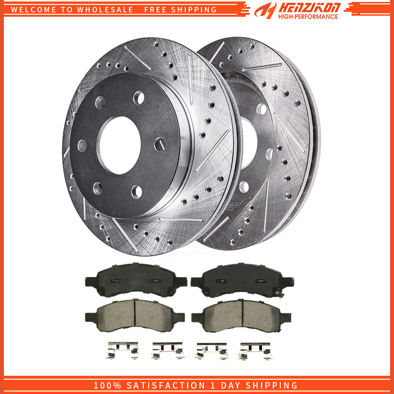 Front Drilled Rotors Brake Pads fits Buick Enclave Chevrolet Traverse GMC Acadia