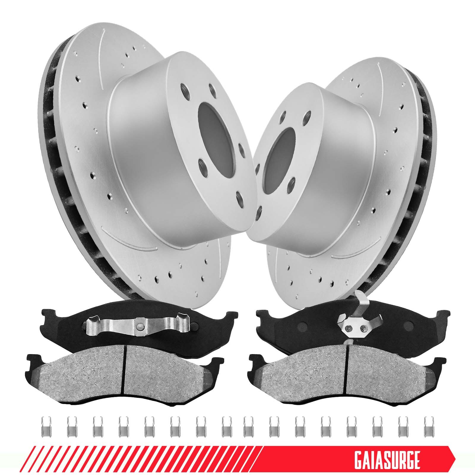 280mm Front Drilled Brake Rotors + Ceramic Brake Pads for Jeep Wrangler Comanche
