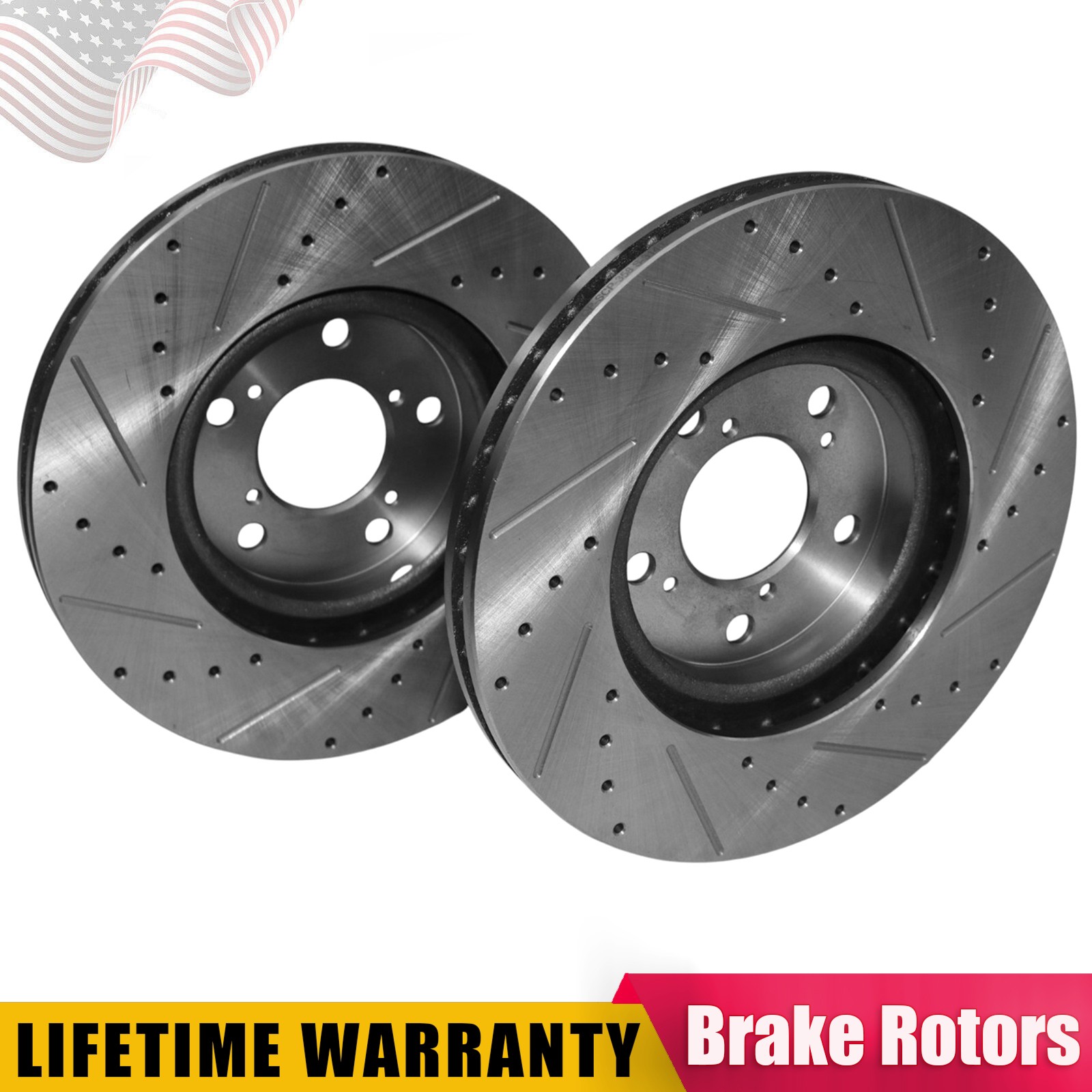 2pcs Front Drilled & Slotted Disc Brake Rotors for 2006-2014 Honda Ridgeline