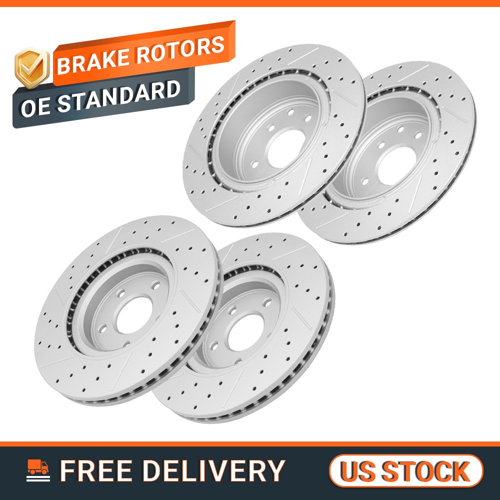 4pcs Front and Rear Drilled Slotted Brake Rotors Kit for 2016 2017 INFINITI QX50