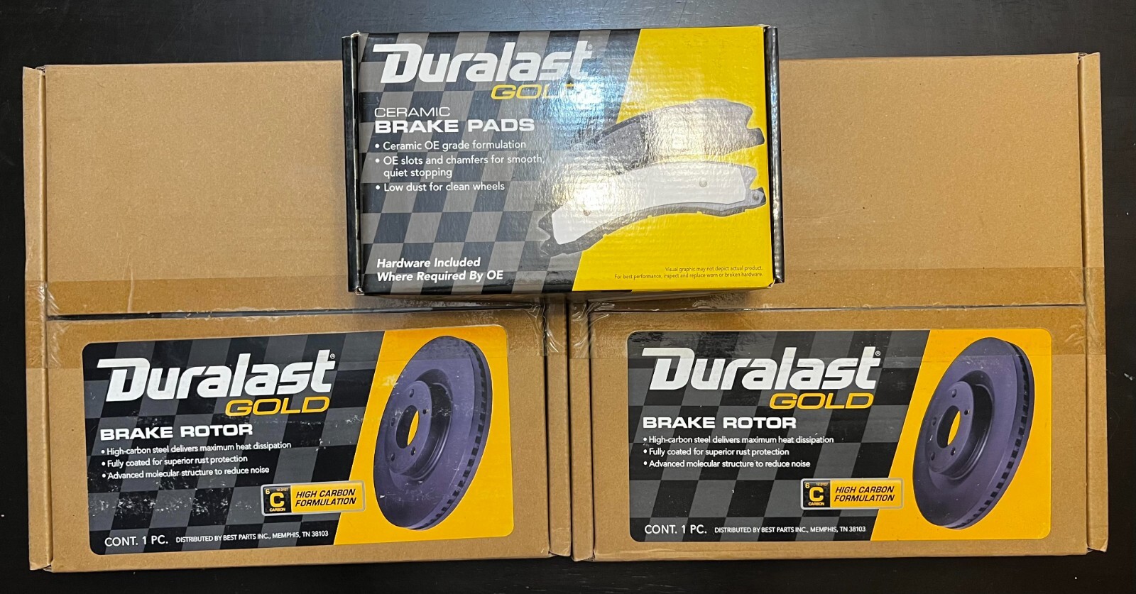 2 Duralast Gold Brake Rotors Front, 1 Duralast Gold Brake Pad (Set of 4) Front