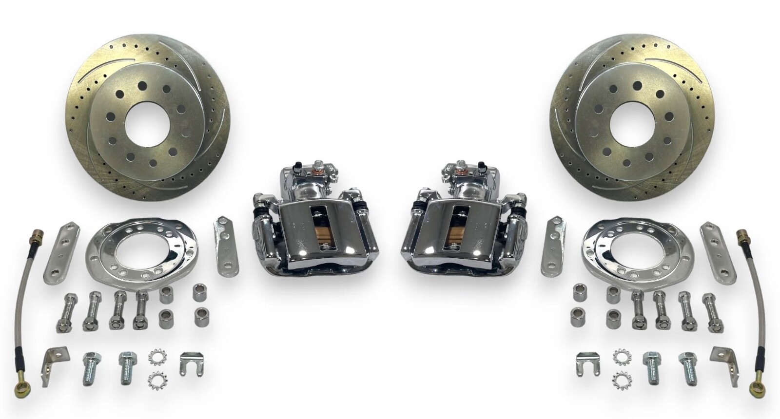 Ford 9 Inch Chrome 13″ Wheels Disc Brake Kit 1959-76 Chevy Impala New Style Ends