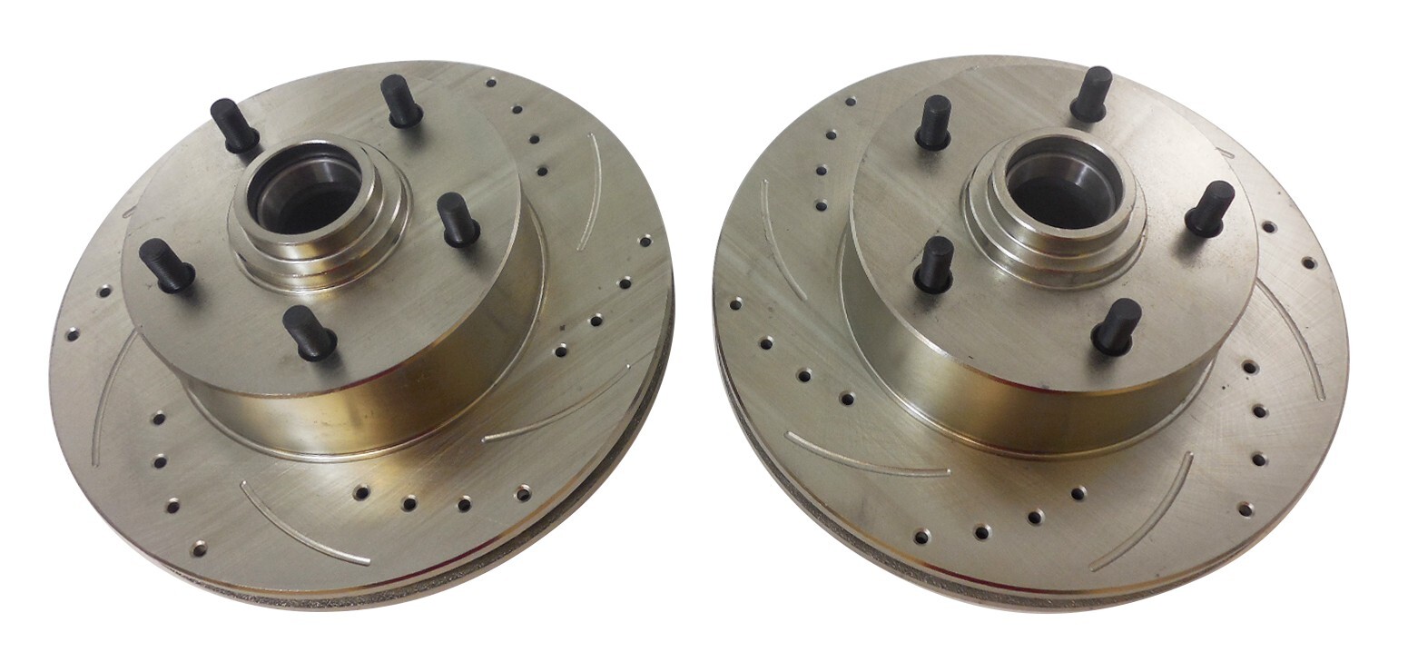 1964-74 GM A F X Brake Rotors 11″ Discs Drilled & Slotted High Performance Pair