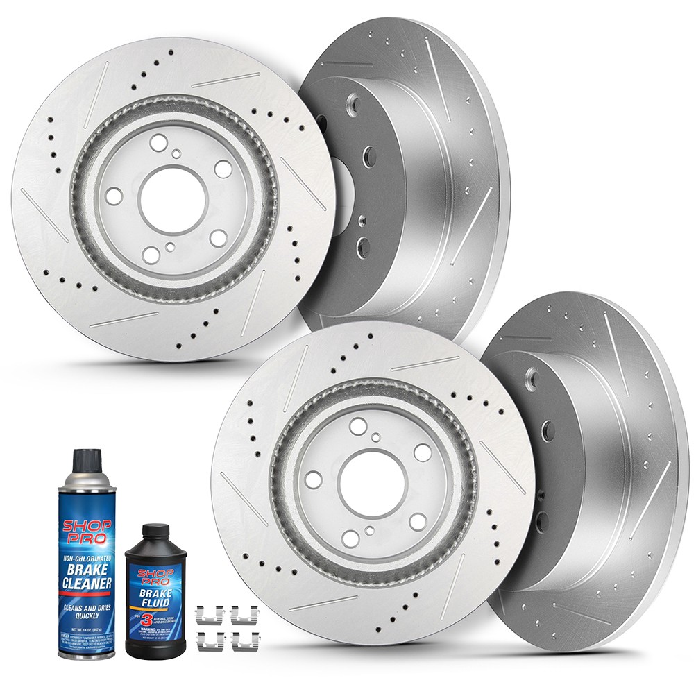 4 Pcs Front Rear Brake Discs Rotors For Toyota Rav4 2013-2017 Drill And Slot