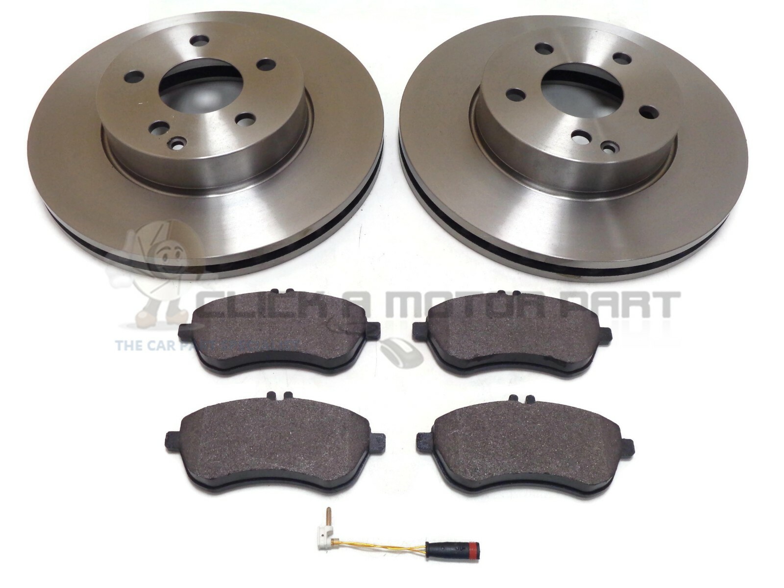 MERCEDES C220 CDi S204 ESTATE FRONT 2 BRAKE DISCS & PADS SET & 1 WEAR SENSOR