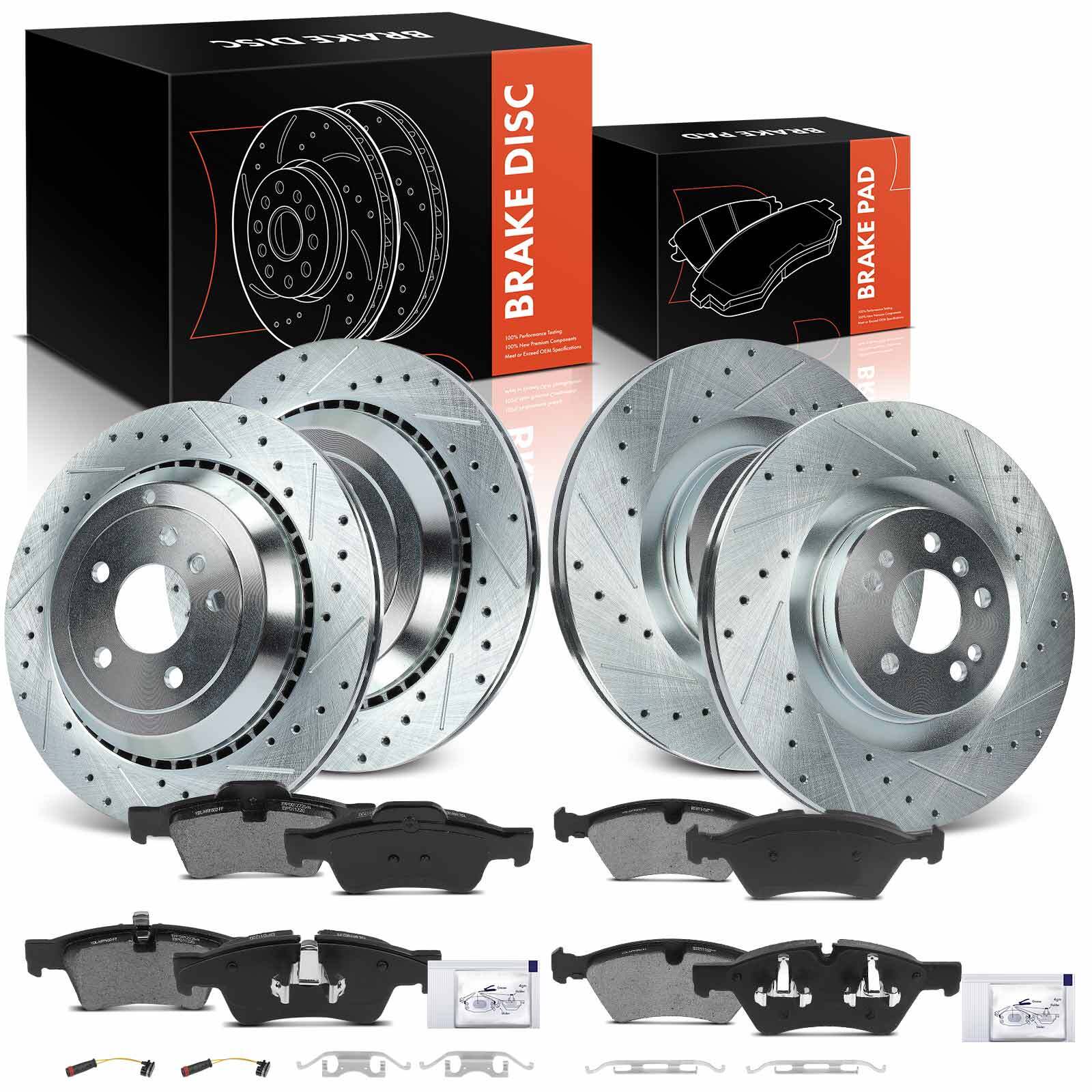 12Pcsx Drilled Brake Rotors & Ceramic Pads for Mercedes-Benz GL320 Front & Rear