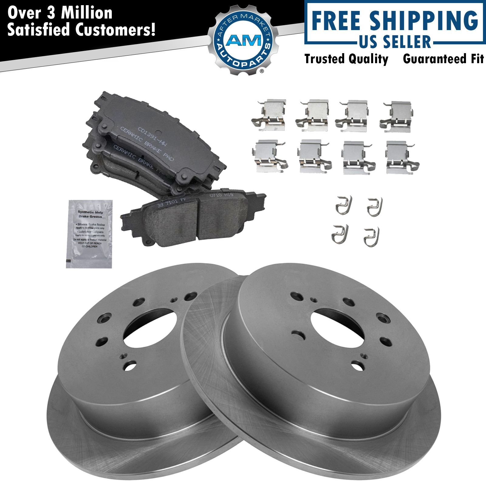 Rear Premium Posi Ceramic Brake Pads & Rotor Kit for RX350 RX450h Sienna