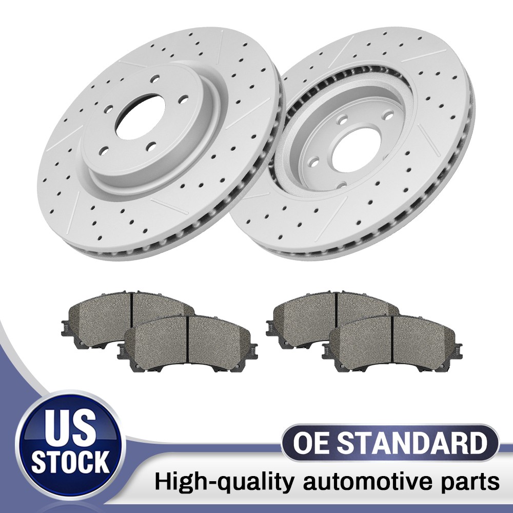 12.60” Front Drilled Disc Brake Rotors Ceramic Pads for INFINITI Q50 Q60 QX50