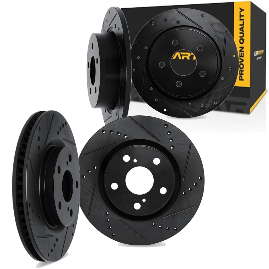 For Honda CR-V 2002-2004 Brake Rotor | Black | Drilled and Slotted