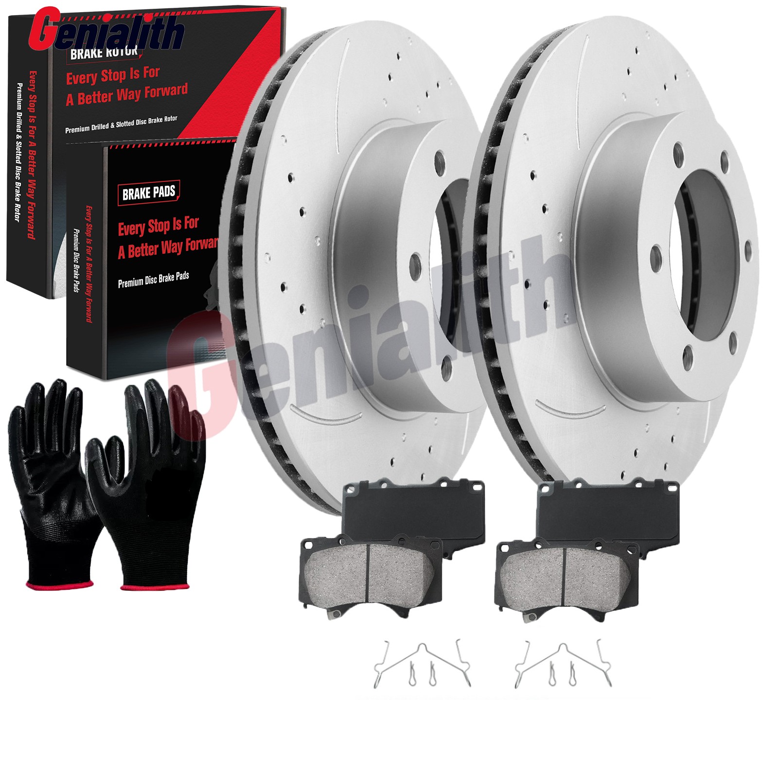 For Toyota Tundra Sequoia Front Disc Drilled Rotors + Ceramic Brake Pads Kits