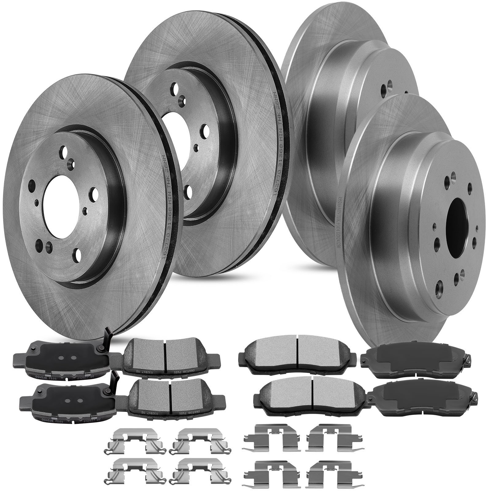 Front & Rear Brake Rotors & Pads for 2005-2009 2010 Honda Odyssey 3.5L V6