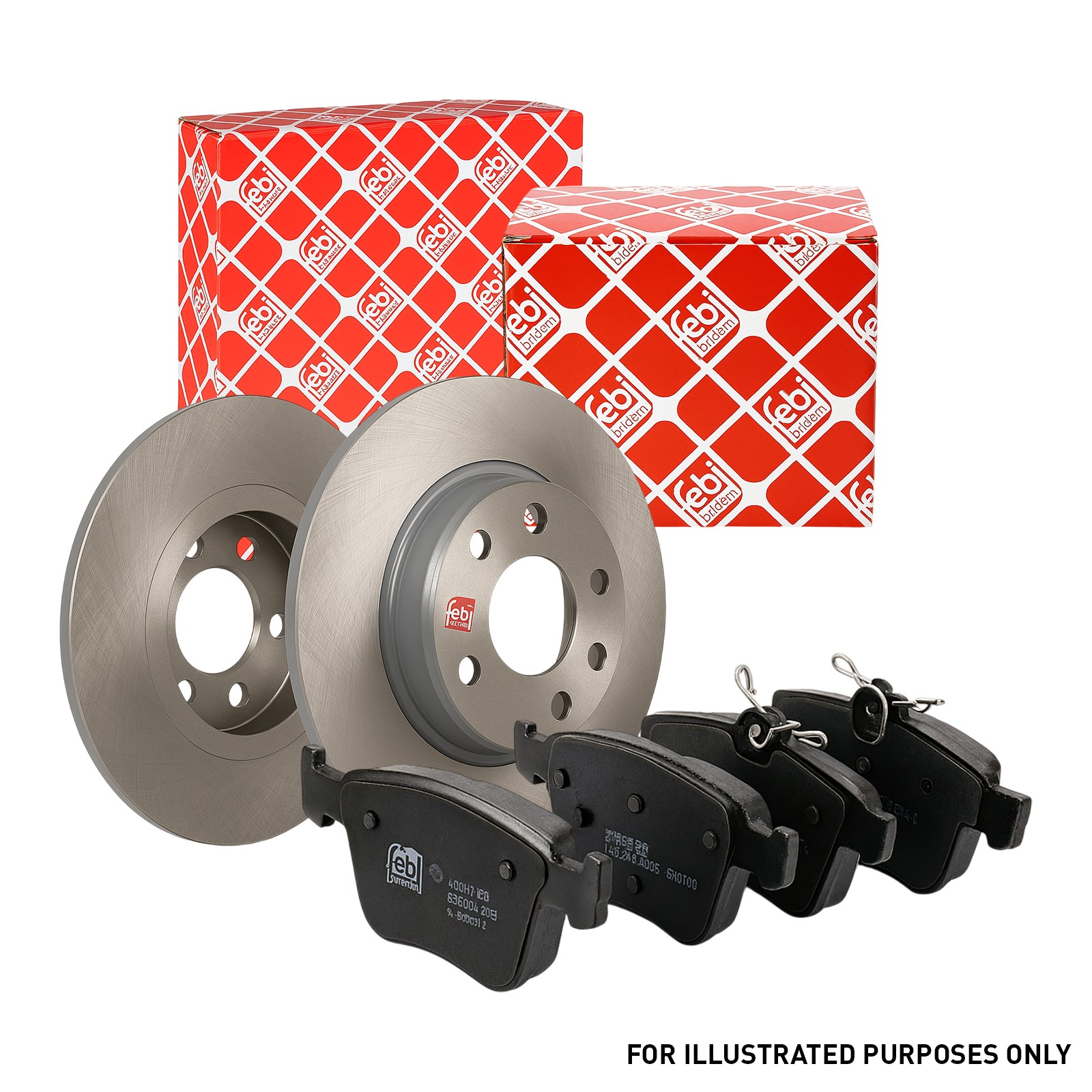 FEBI Front Brake Discs Pair + Front Brake Pads Fits BMW 1 Series 3 Series