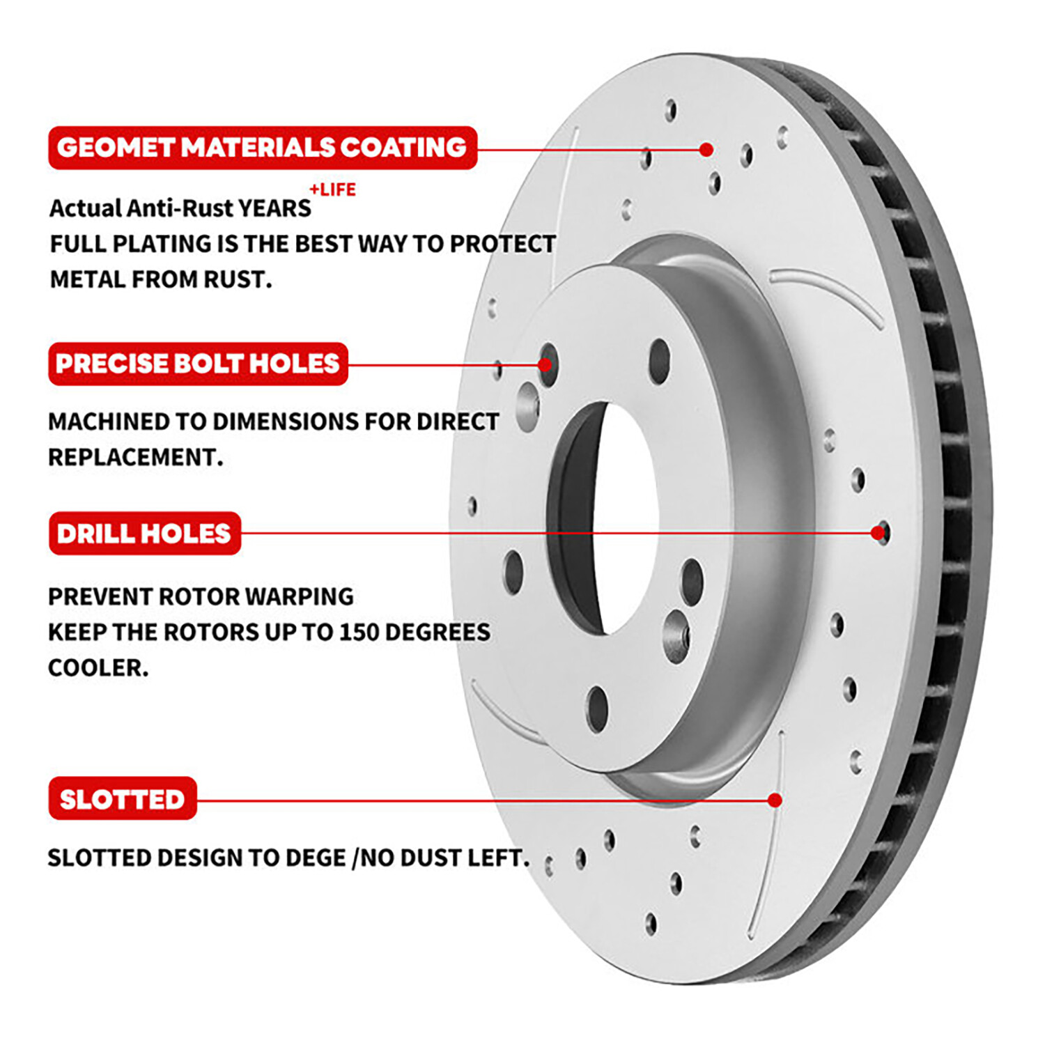 Front Drilled Rotors Brake Pads for 2005 2006 2007 2008 2009 2010 Ford Escape