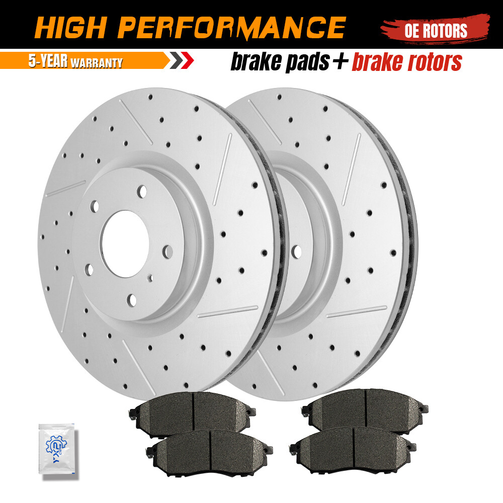 Front Drilled Brake Rotors+Brake Pads For Nissan 350Z 370Z Infiniti G35 G37