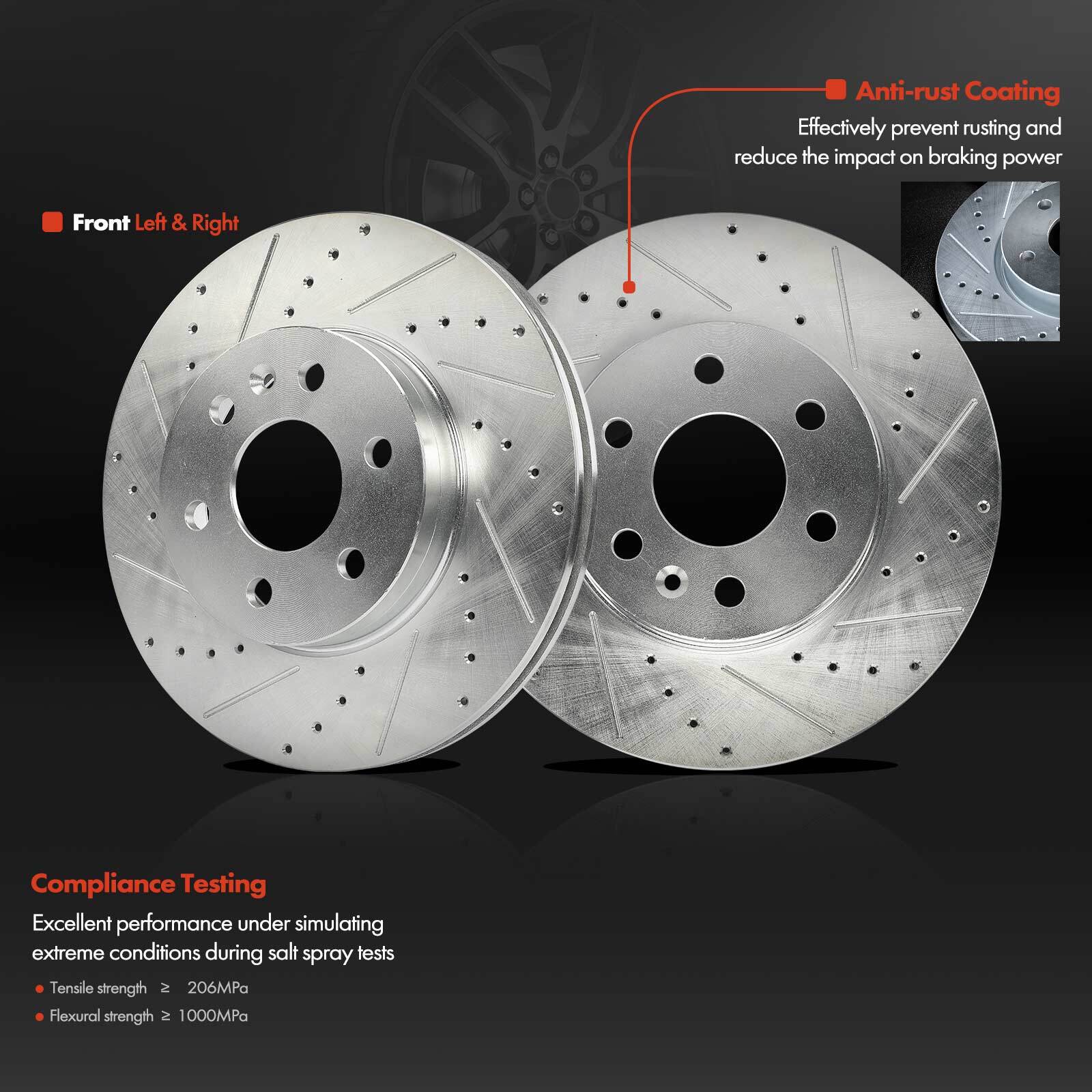 2x Front Side Drilled Brake Rotors for Chevrolet Colorado GMC Canyon 2015-2020