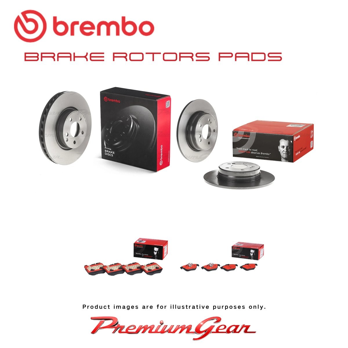 Brembo UV Coated Disc Rotors+NAO Pads for Mercedes Benz C-Class S204 07-14