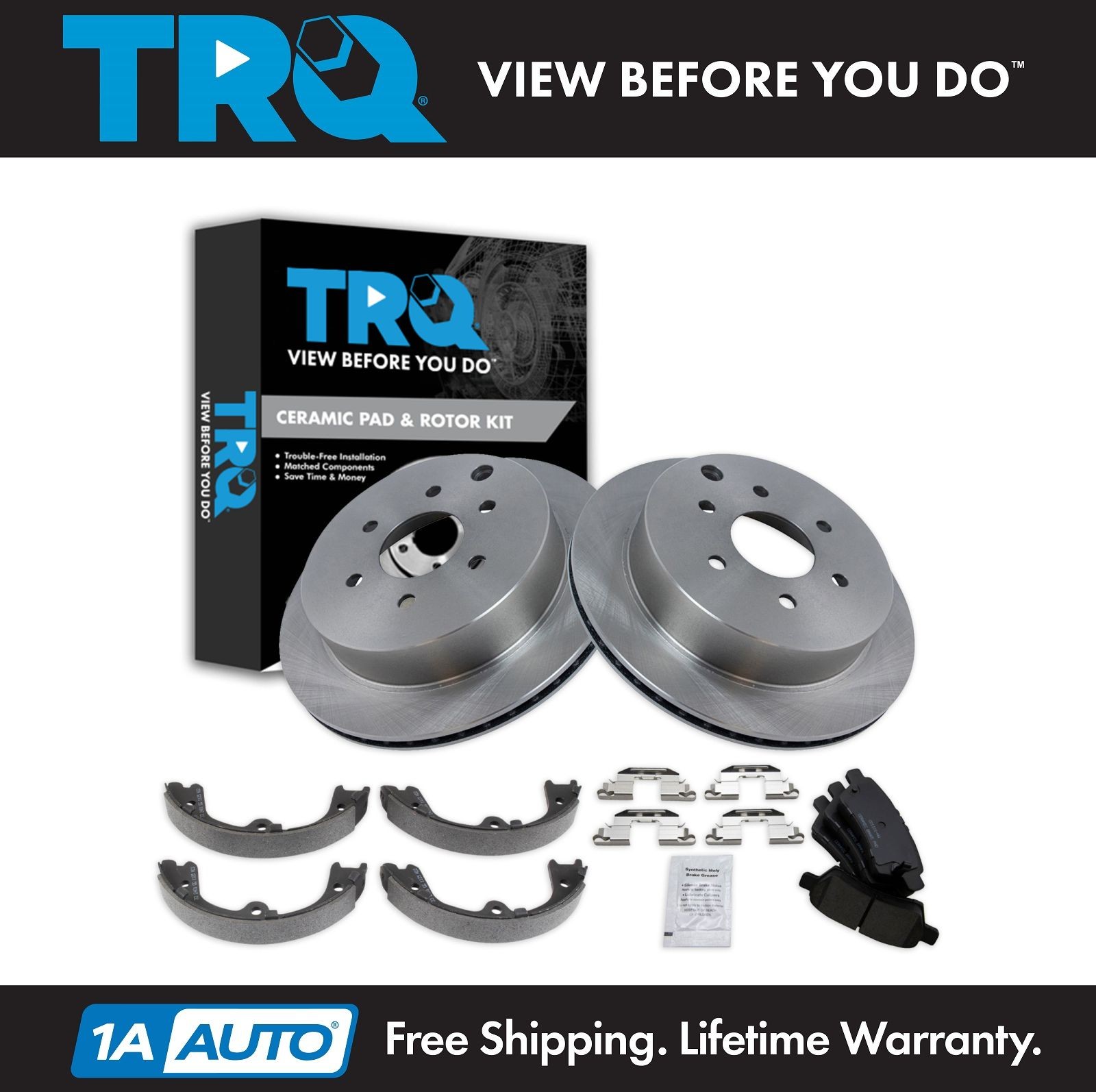 TRQ Rear Ceramic Brake Pad & Rotor Kit Fits 2006-2007 Nissan Xterra