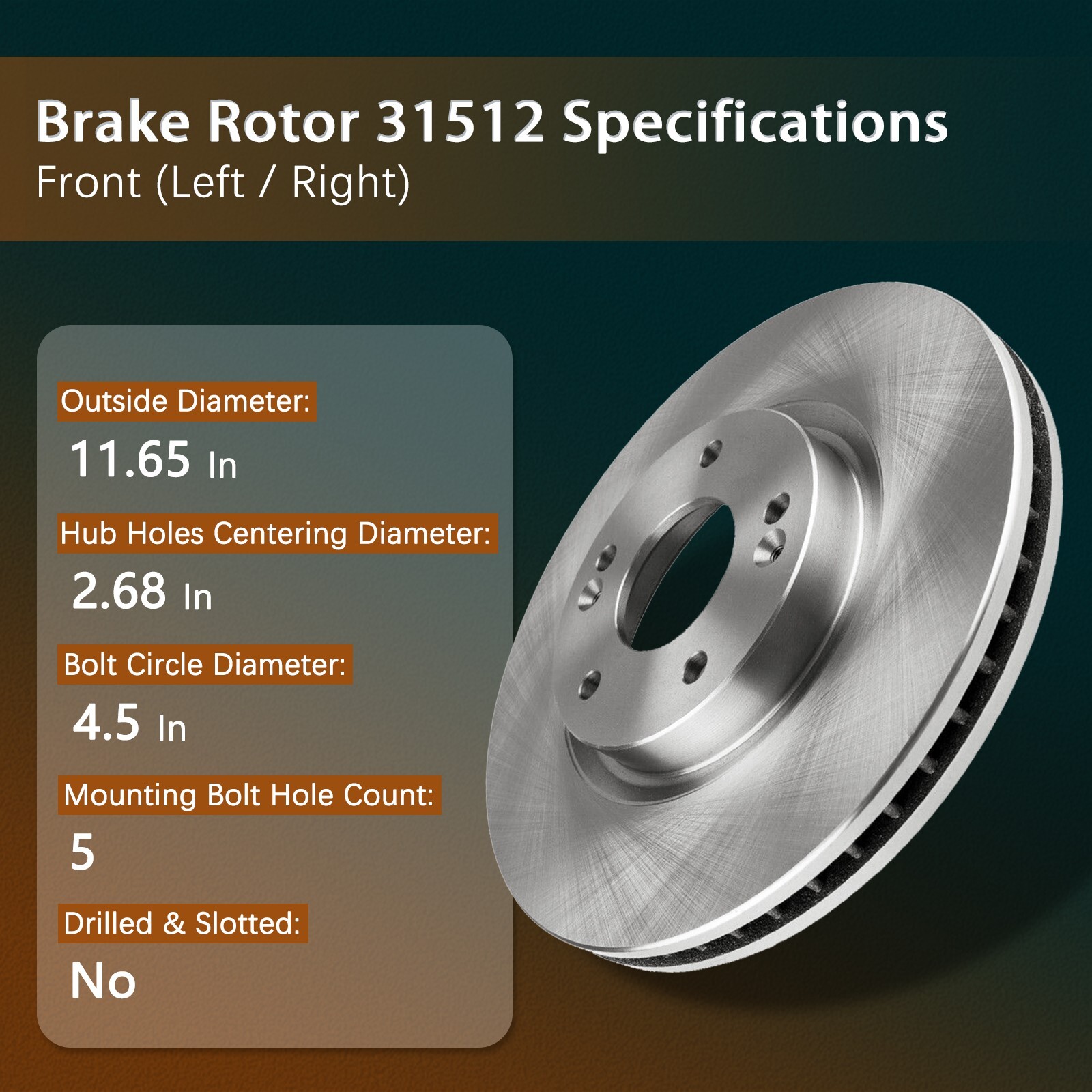 Front Disc Brake Rotors Vented for Rogue Select Sentra Nissan- 296 mm