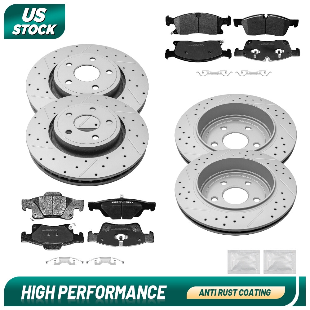 Front Rear Drilled Brake Disc Rotors +Pads for 2011-2020 Durango Grand Cherokee