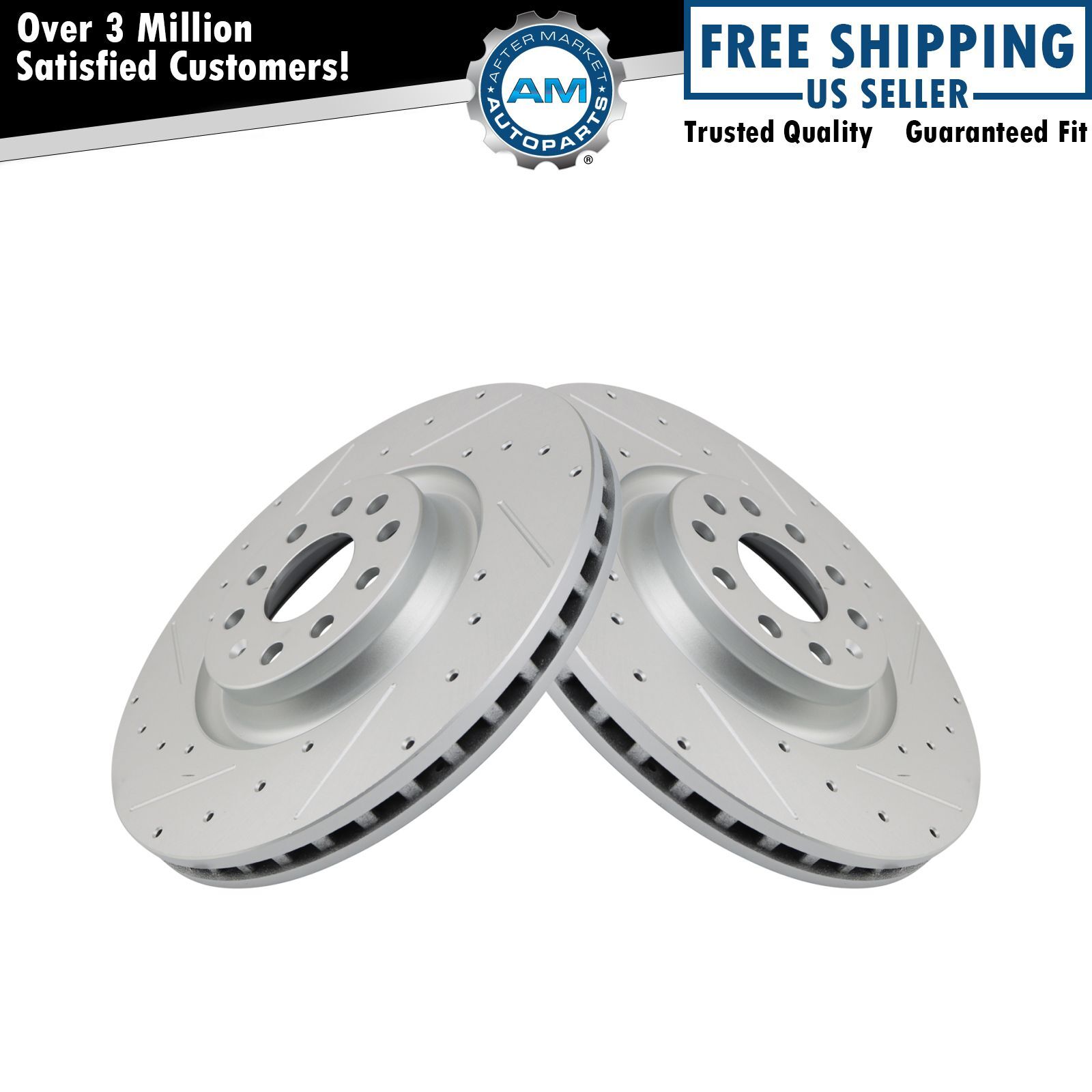 Front Brake Rotors Set Slotted X Drilled G-Coated Front Fits Audi Volkswagen