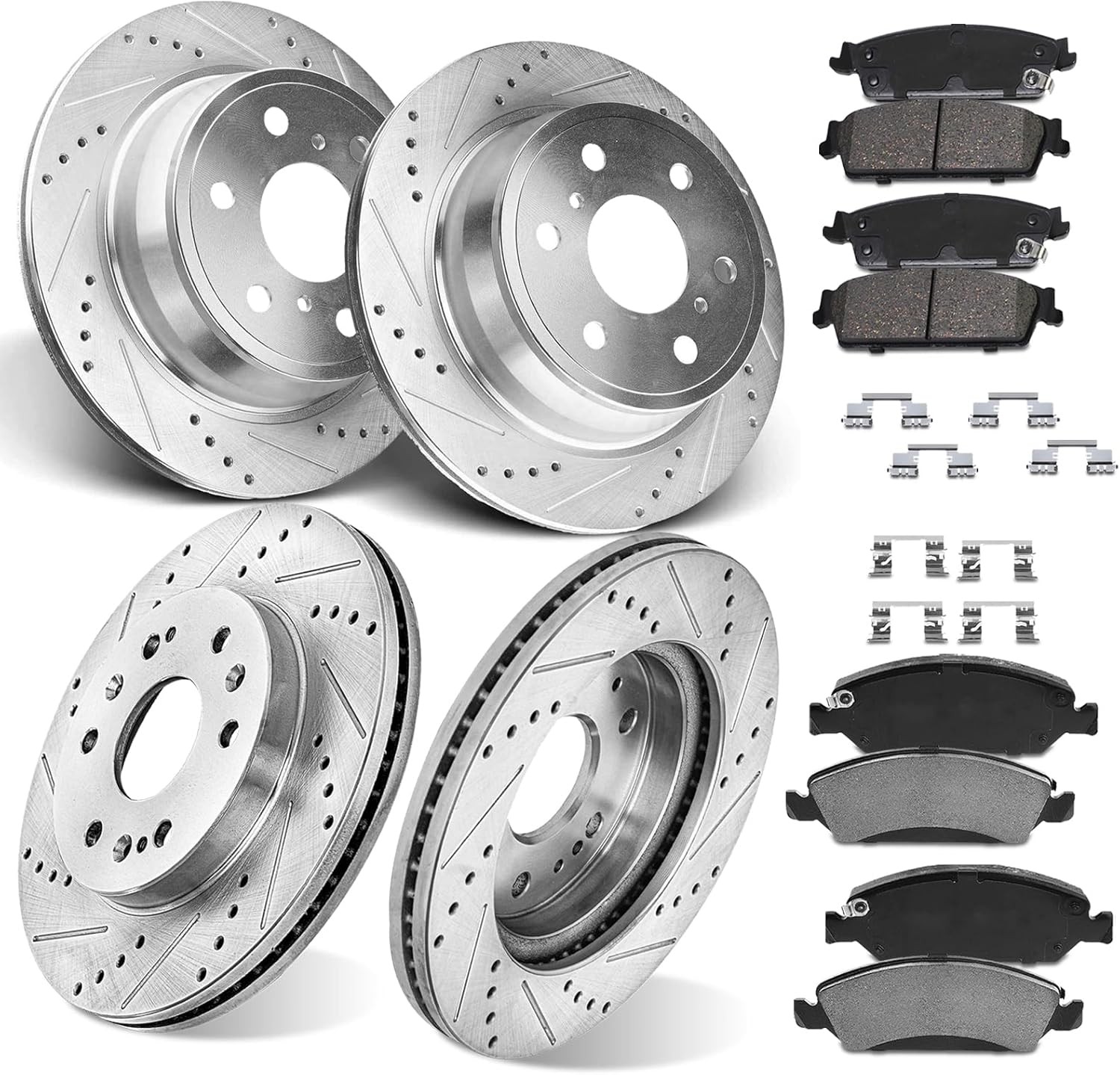 Front Rear Rotors Brake Pads Kit for Chevy Tahoe Silverado GMC Sierra 1500 Yukon
