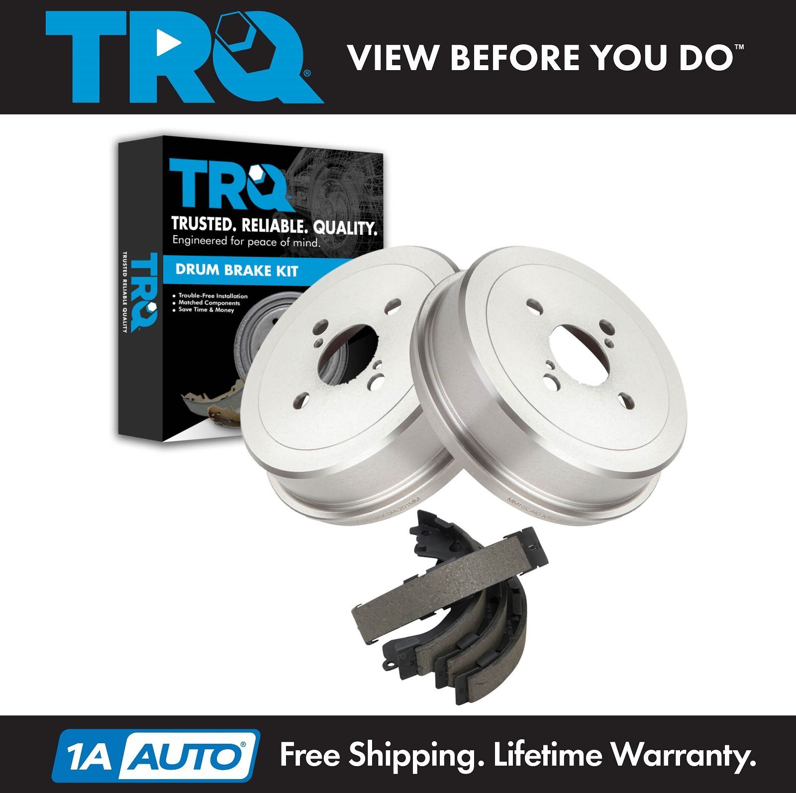 TRQ Rear Brake Drum & Shoe Pair Set NEW for Toyota Corolla Chevy Prizm