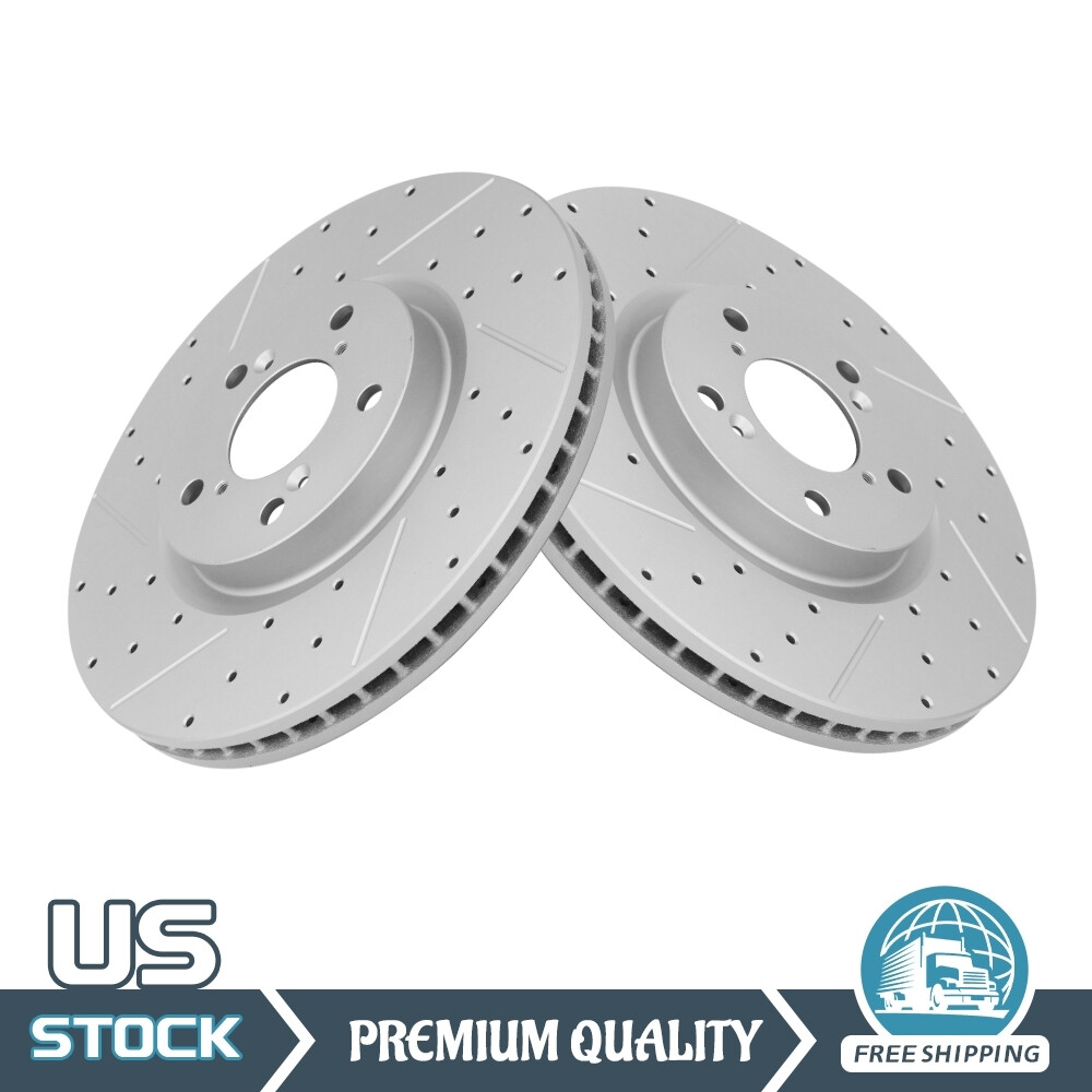2PCS Front Drilled Slotted Disc Brake Rotors for Honda Pilot Acura MDX RLX ZDX