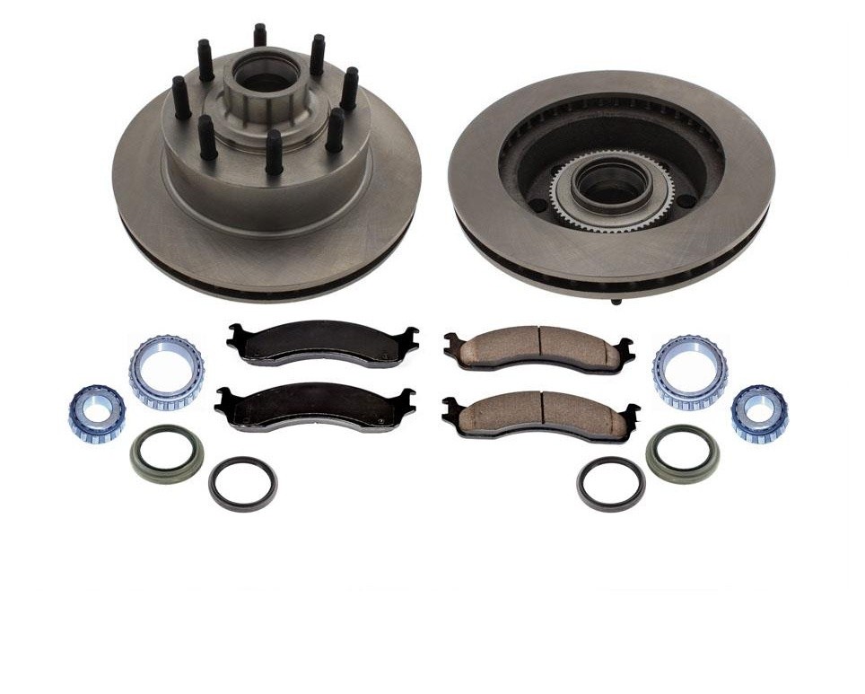Front Brake Rotors Bearings Pads For 1995-2007 Ford E250 Econoline 4 Wheel ABS