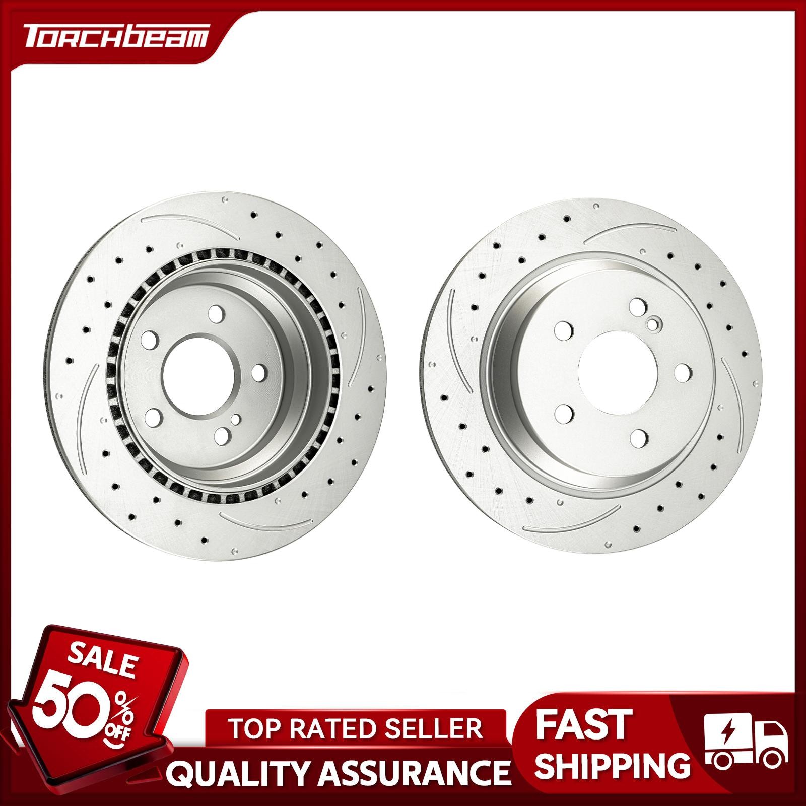 Set of 2 Rear Drilled Slotted Brake Rotors For 2010-2012 Mercedes-Benz E350