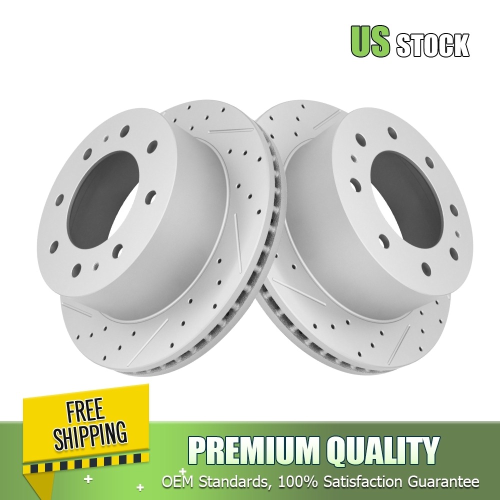 Rear Drilled Brake Rotors for Chevy Silverado GMC Sierra 2500HD Suburban 3500HD
