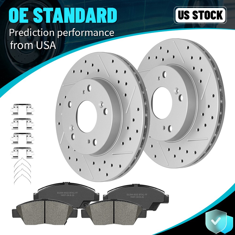 262mm Front Drilled Disc Rotors Ceramic Brake Pads For Honda CR-Z 2011-2014 2015