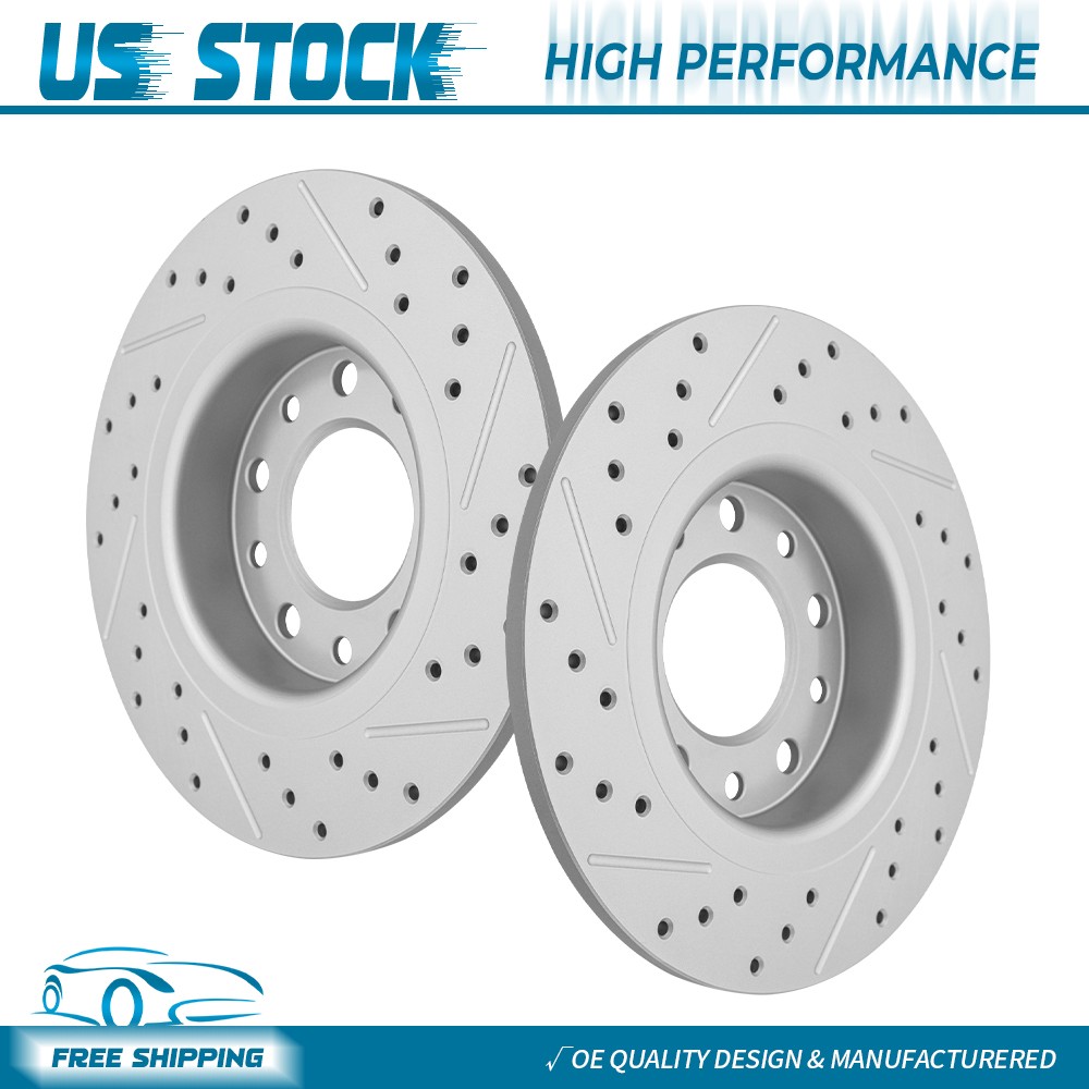 264mm Rear Drilled & Slottet Disc Brake Rotors Kit for 2013 2014-2016 Dodge Dart