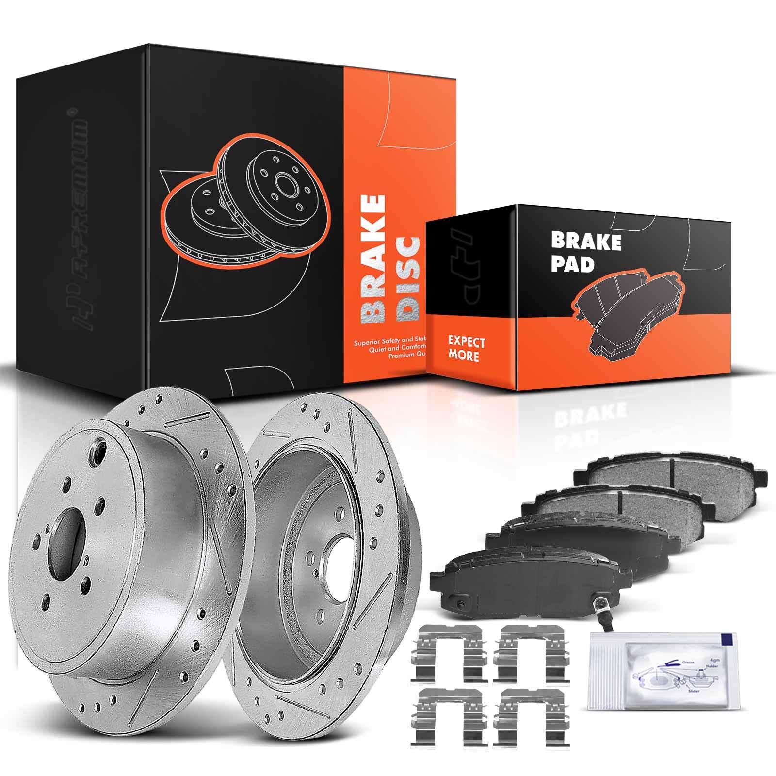 Rear Drilled Brake Rotor & Brake Pads for Subaru Outback 2010-2014 Legacy Scion