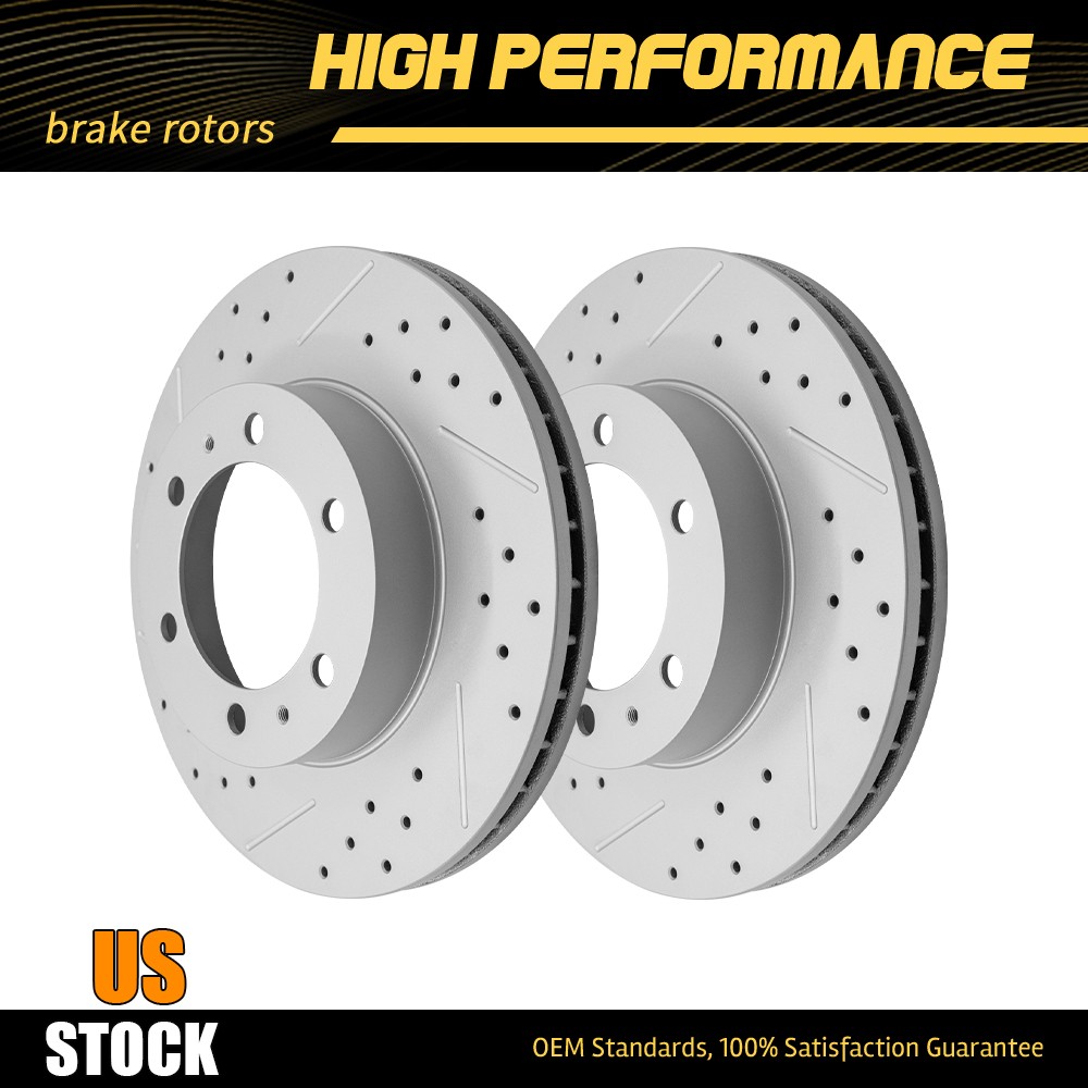 Front Drilled & Slotted Disc Brake Rotors For Toyota Tacoma FJ Cruiser 4Runner