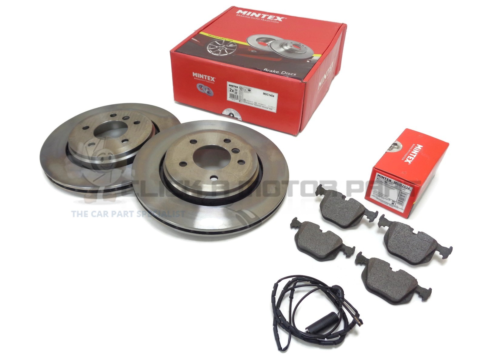 Mintex Rear 2 Brake Discs Pads & Sensor For BMW E46 330 330d 330 Ci 99-05