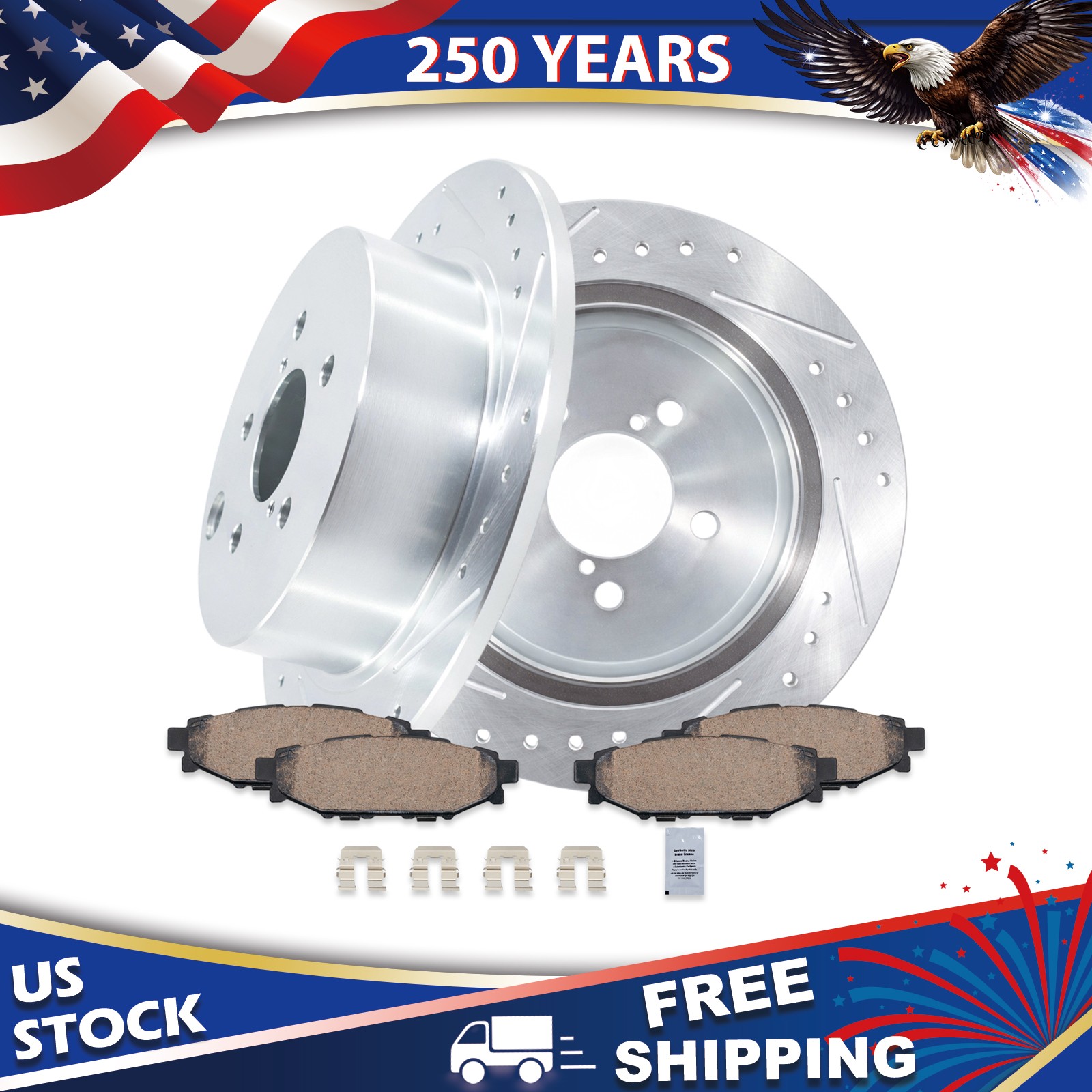 10.79 inch REAR DRILLED Rotors and Brake Pads for Forester Impreza XV Crosstrek