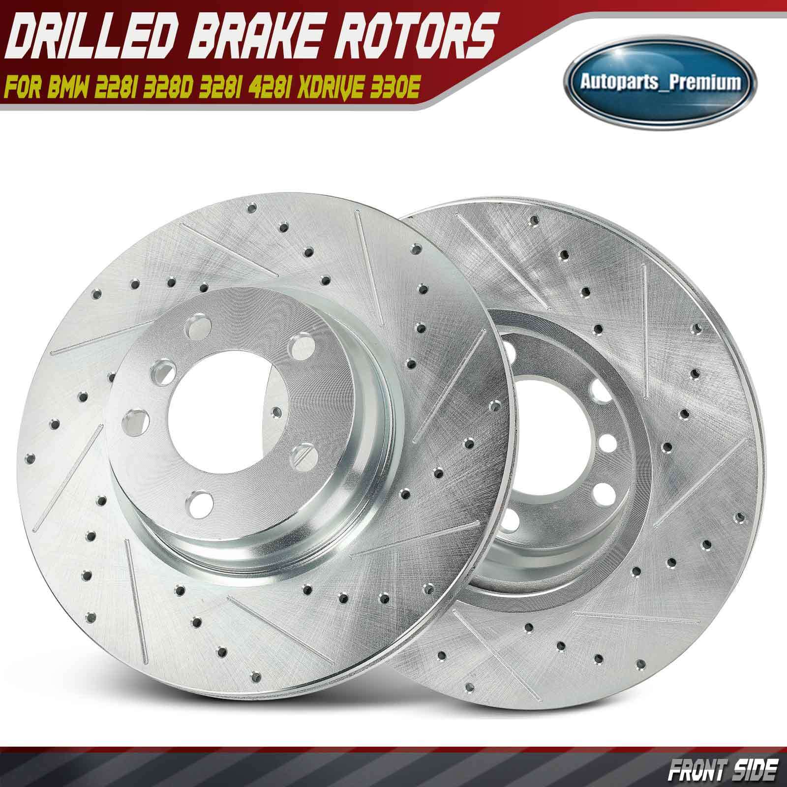 2x Front Side Drilled Brake Rotors for BMW 228i 328d 328i 428i xDrive 330e F30