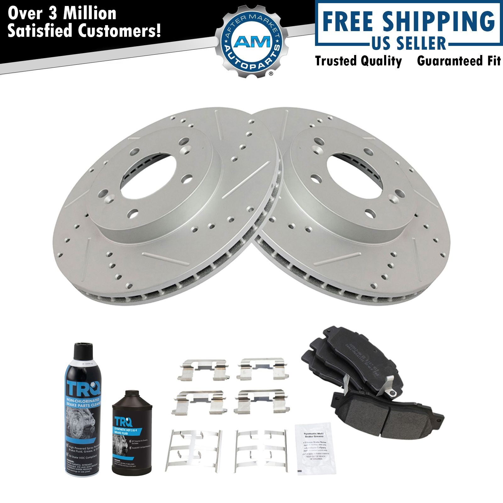 Front Performance & Brake Rotor & Metallic Pad Kit w/Chemicals