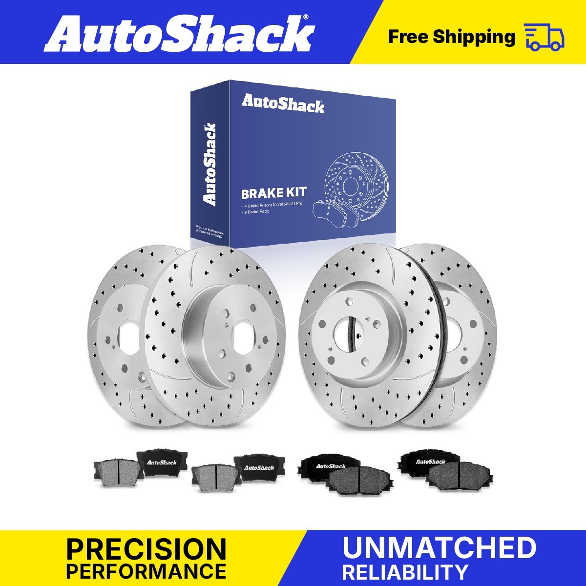 Front Rear Drilled Slotted Brake Rotors Ceramic Pads for 2006-2018 Toyota RAV4