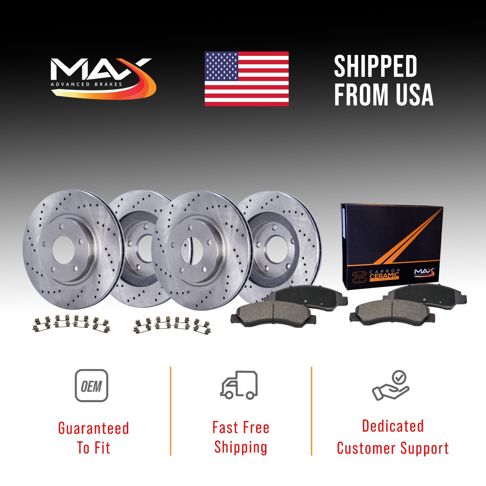 Front & Rear Drilled Brake Rotors + Pads for Chrysler Pacifica Grand Caravan