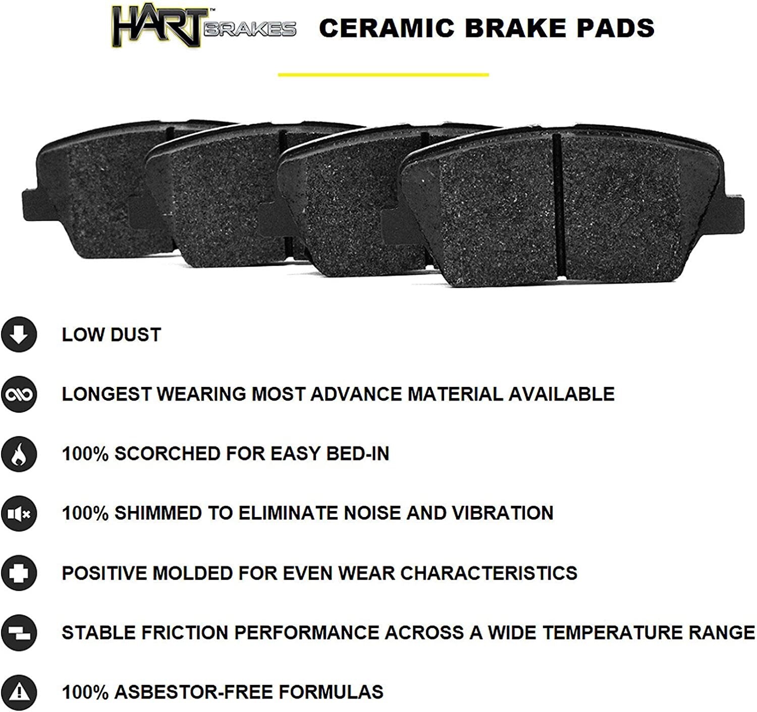 Hart Brake Kit Front Ceramic Brake Pads and Slotted Rotors for 2000-03 Mazda MPV
