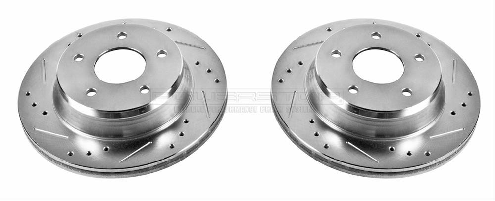 Power Stop Brake Rotor Iron Zinc Dichromate Drilled/Slotted Chevy Front Pair