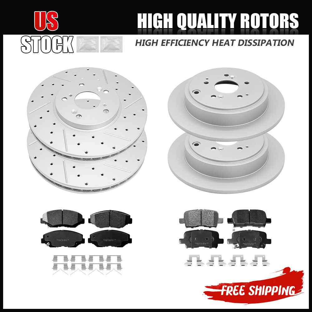 Front & Rear Disc Rotors + Ceramic Brake Pads for 2003 – 2007 2008 Honda Pilot
