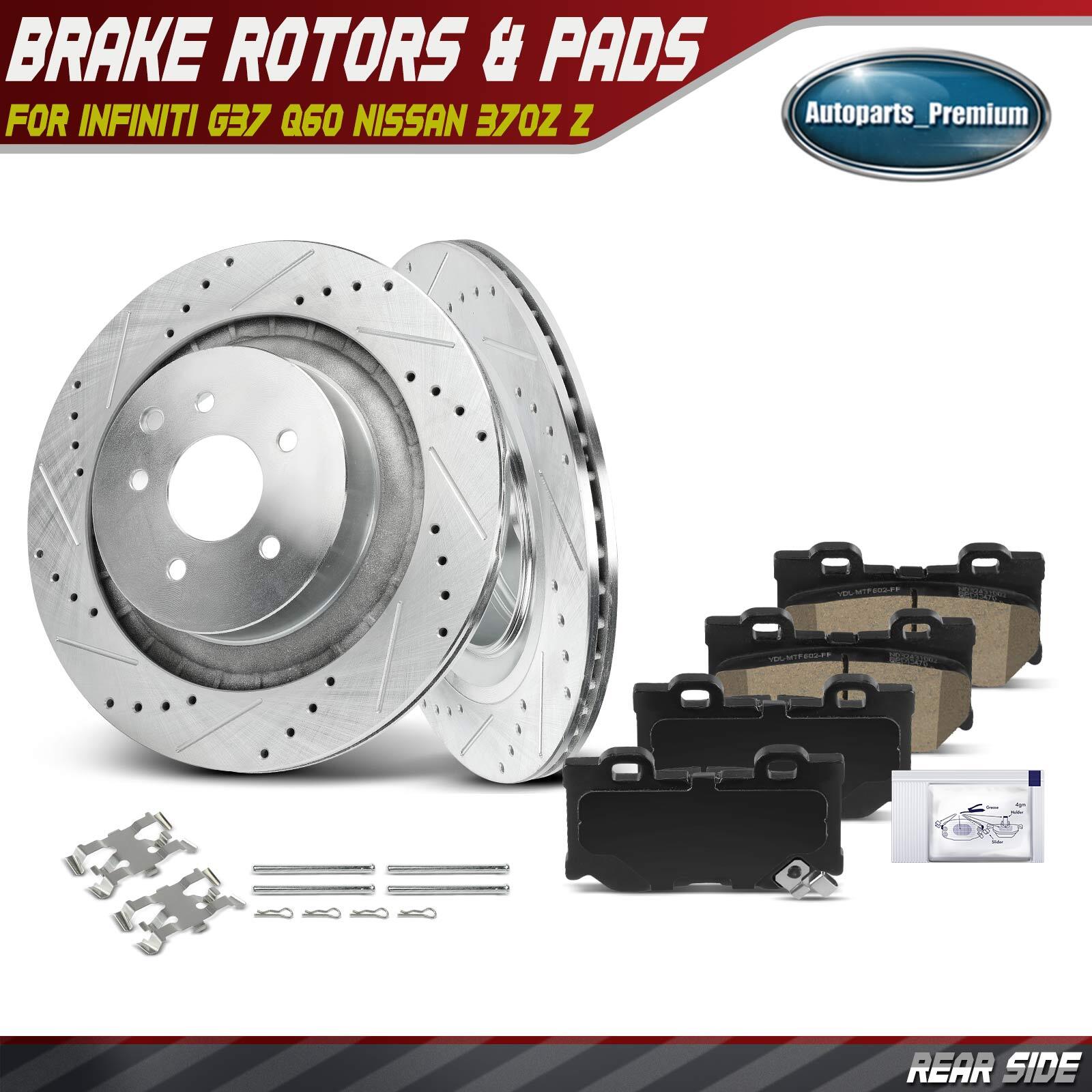 Rear Side Drilled Brake Rotors & Ceramic Pads for INFINITI G37 Q60 Nissan 370Z Z