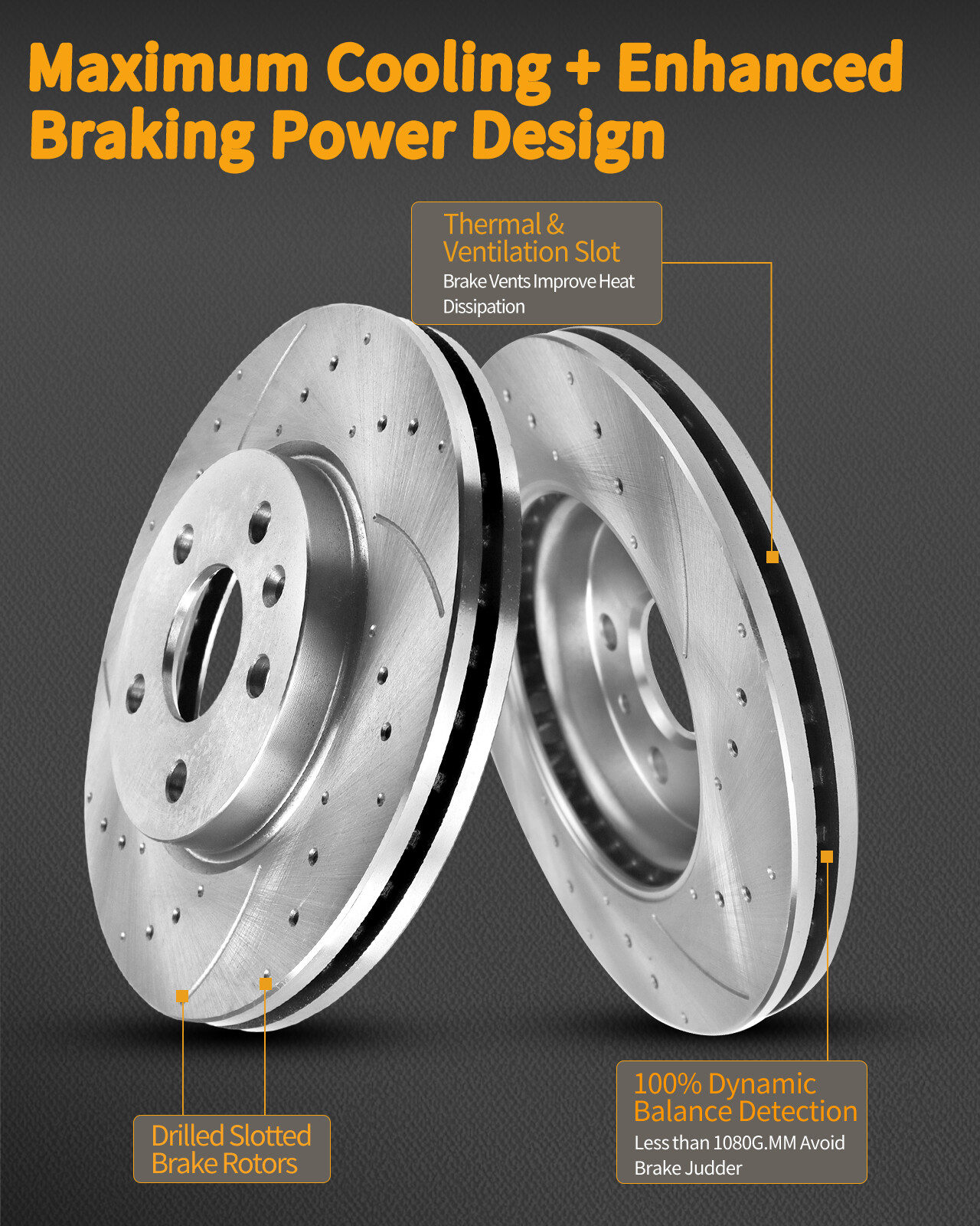 11.7 inch Front Disc Rotors & Ceramic Brake Pads Kit for 2007 – 2012 Acura RDX