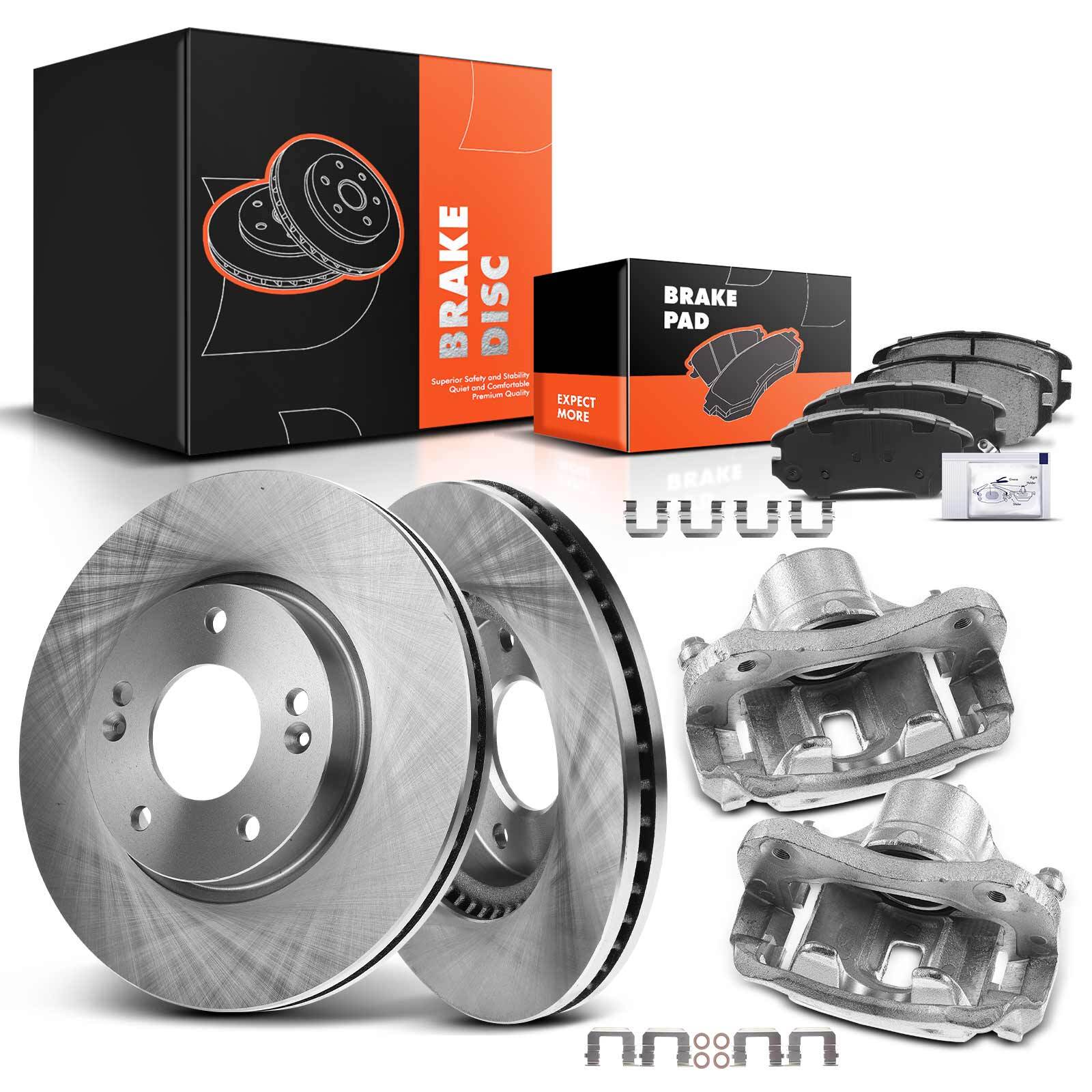 Front Disc Brake Rotor & Pad + Brake Caliper for Hyundai Tiburon 03-05 Sonata