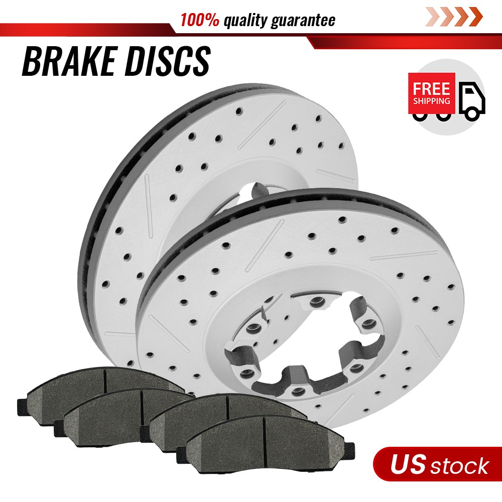 Front Ceramic Brake Pads & 280mm Drilled Slotted Rotors For Chevy Colorado 3.7L